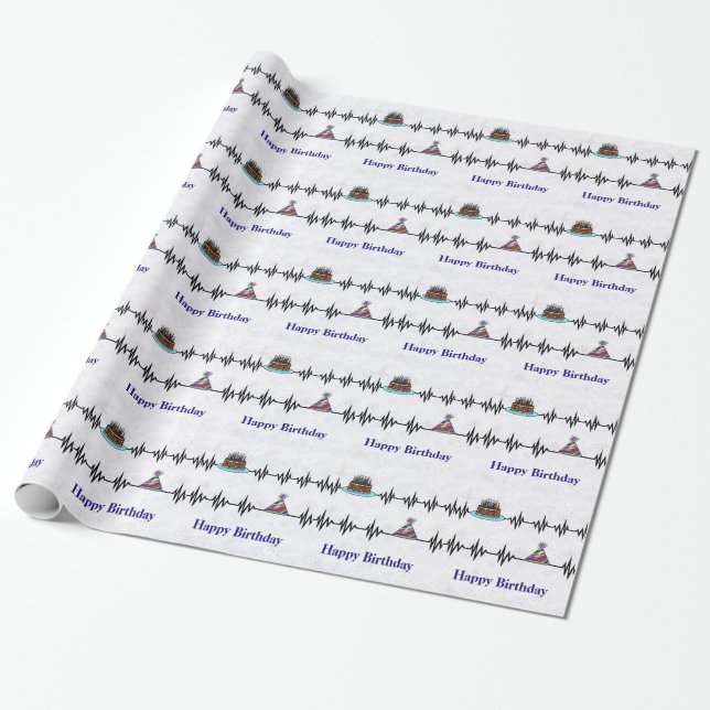 Papier Cadeau Lignes de fréquence, gâteau, enveloppement cadeau  (Déroulé)