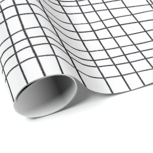 Papier Cadeau Lignes de grille tirées par la main de filets