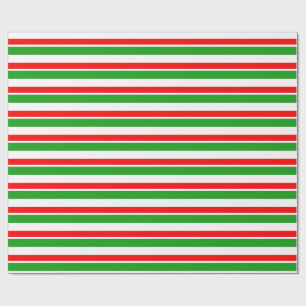 Papier Cadeau Lignes de Noël de couleur verte, blanche, rouge