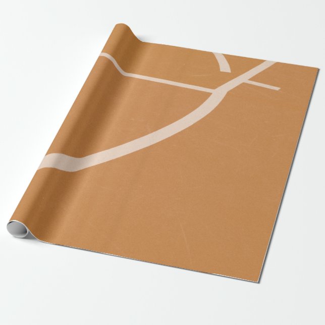 Papier Cadeau Lignes de terrain de basket orange et blanc (Déroulé)