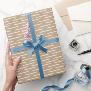 Papier Cadeau Lignes d'Ivoire sur Brun