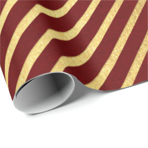 Papier Cadeau Lignes d'or Maroon Rouge Bourgogne Lux