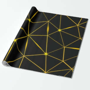 Papier Cadeau Lignes d'or triangles noirs géométriques