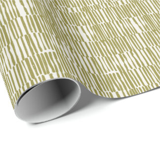 Papier Cadeau Lignes géométriques abstraites vert olive unique c