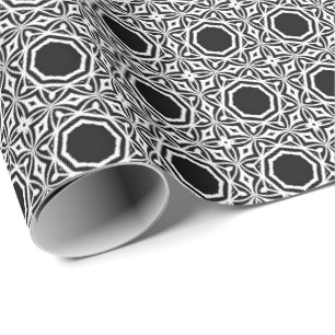 Papier Cadeau Lignes Mandala en noir et blanc Motif 1