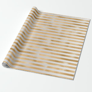 Papier Cadeau Lignes métal argenté gris de rayures de miel d'o