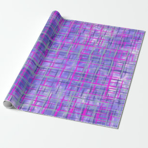 Papier Cadeau Lignes modernes de grille rose et violet Abstraite