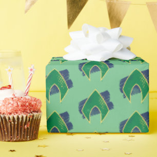 Papier Cadeau Ligue de Justice   Symbole Aquaman à demi-teintes 