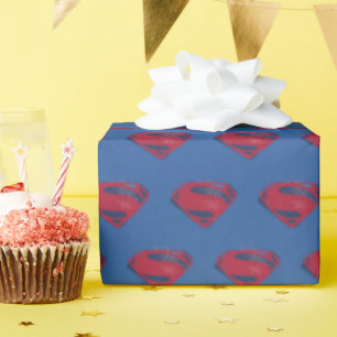 Papier Cadeau Ligue de Justice   Symbole Superman brosse et demi