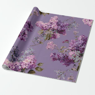 Papier Cadeau Lilac Rustique Botanique Gras Vintage Boho Floral