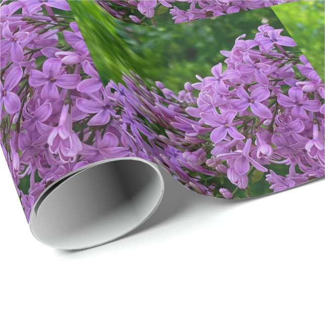 Papier Cadeau Lilas violet romantique élégant violet photo flora (Coin rond)