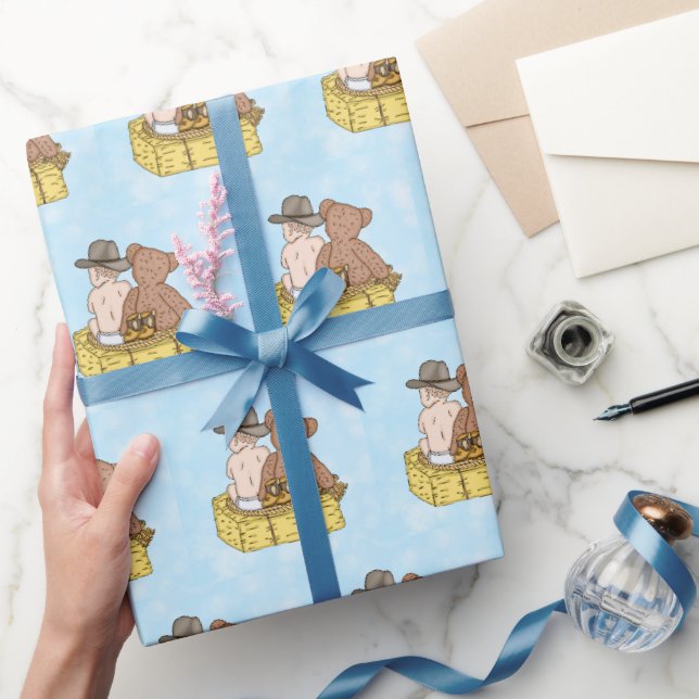 Papier Cadeau Lil'Cowboy et Teddy Bear Baby shower (Cadeaux)