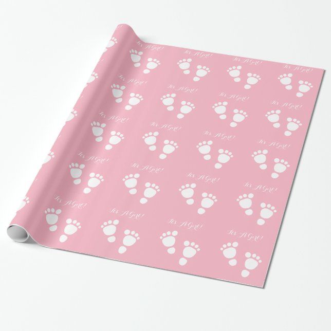 Papier Cadeau L'illustration blanche de pieds de bébé c'est une (Déroulé)