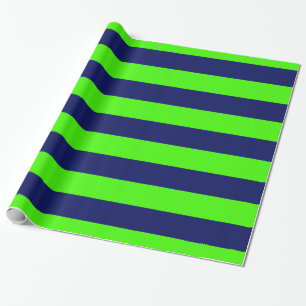 Papier Cadeau Lime Green, Navy Blue XL Stripes Motif V