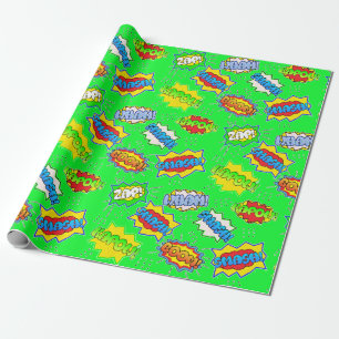 Papier Cadeau Lime Green Superhero Super Powers Enfant