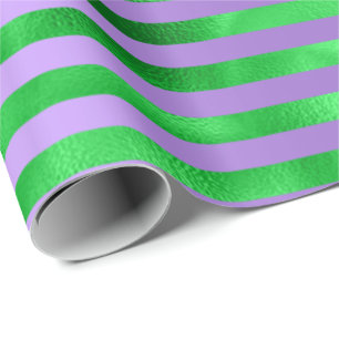 Papier Cadeau Lime Vert Émeraude Rayures Lignes Violet Violet