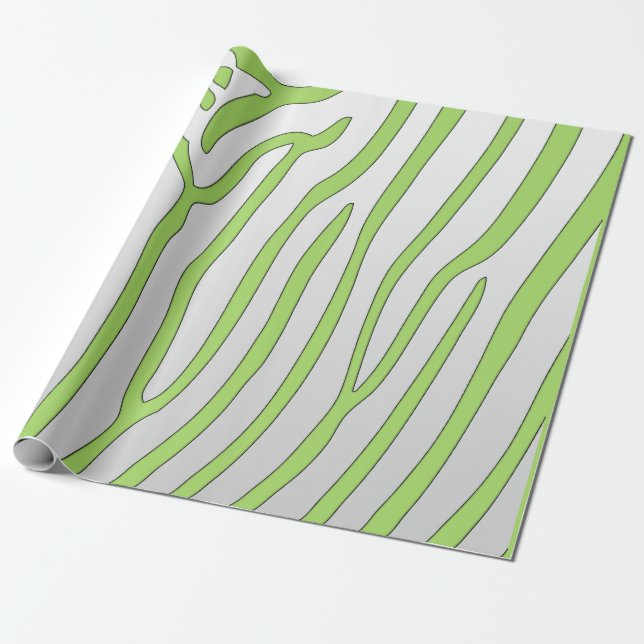 Papier Cadeau Lime vert et blanc Zebra Stripes Poster de animal (Déroulé)