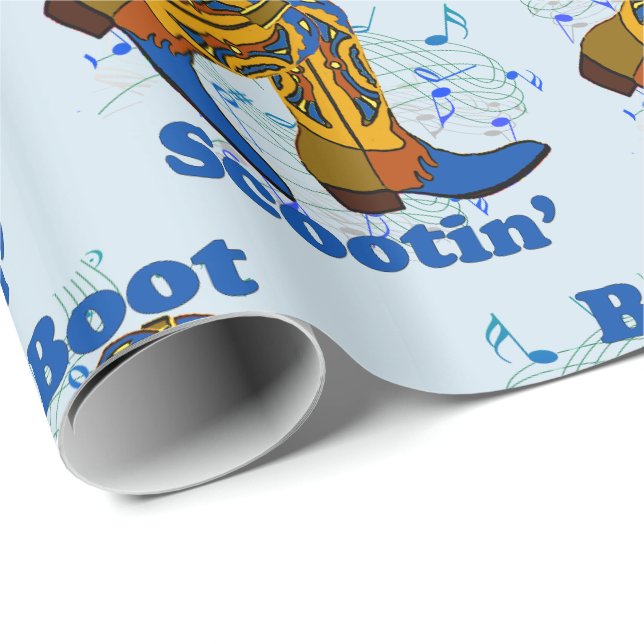 Papier Cadeau Line Dancing Western Cowboy Boots Boots Boot Scoot (Coin rond)