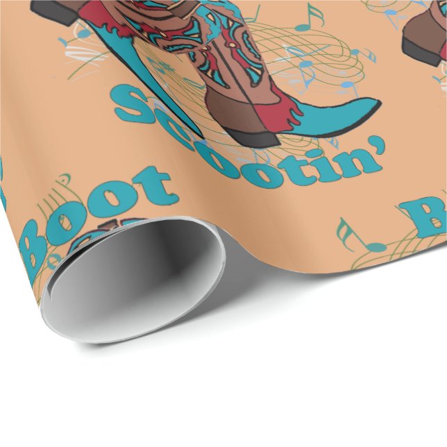 Papier Cadeau Line Dancing Western Cowboy Boots Boots Boot Scoot (Coin rond)