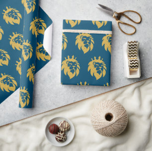 Papier Cadeau Lion Avec Couronne - Style Or 1