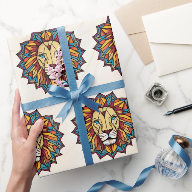 Papier Cadeau "Lion Motif géométrique" (Cadeaux)