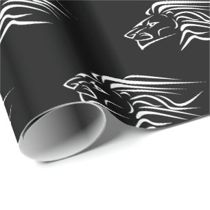 Papier Cadeau Lion noir blanc