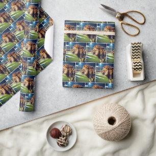 Papier Cadeau Lion Roulant Au Stade De Football