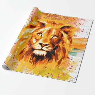 Papier Cadeau Lion Safari   Papier d'enveloppement de lions colo