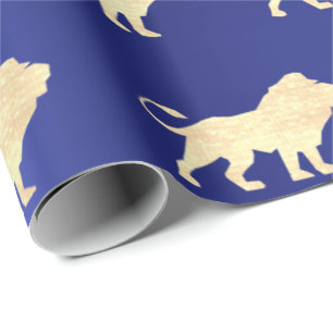 Papier Cadeau Lions Foxier Gold Glam VIP métallisé Sapphire bleu