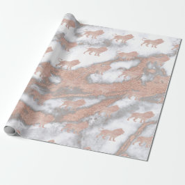 Papier Cadeau Lions rose rose Rose or marbre métallique gris