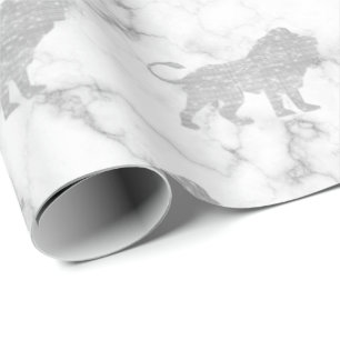Papier Cadeau Lions Silver Blanc Glam VIP Marbre métallique gris