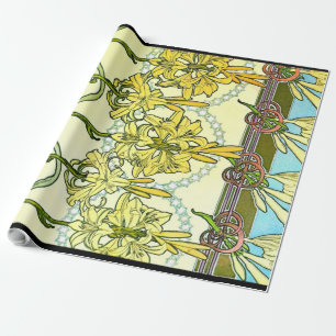 Papier Cadeau Lis 1901 de Nouveau d'art