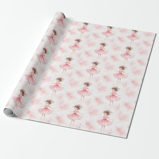 Papier Cadeau Little Ballerina #3 - Brunette (Déroulé)