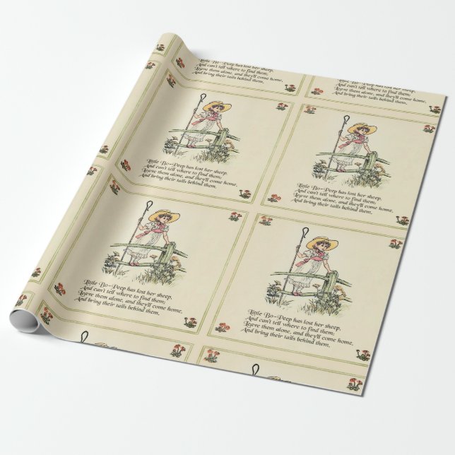 Papier Cadeau Little Bo-Peep : Pépinière classique Kate Greenawa (Déroulé)