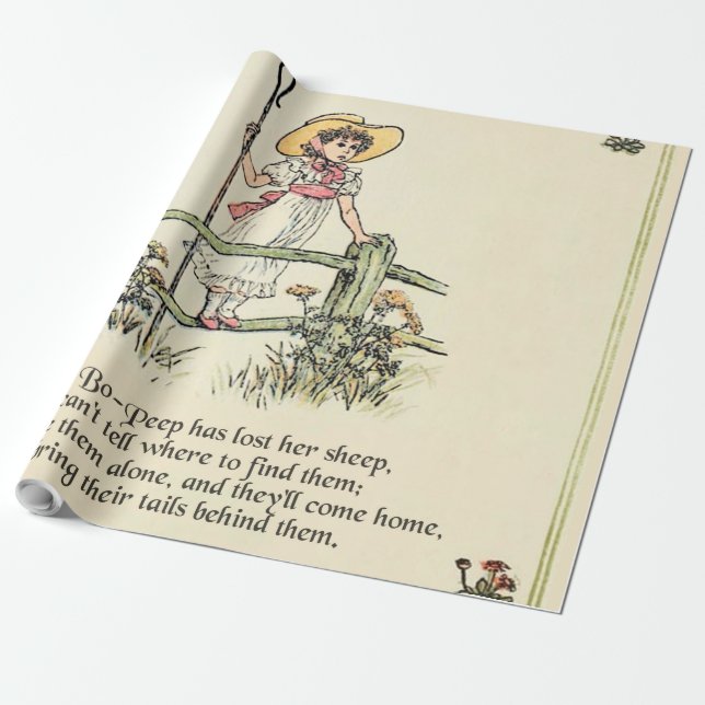 Papier Cadeau Little Bo-Peep : Pépinière classique Kate Greenawa (Déroulé)
