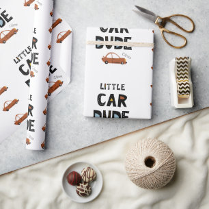 Papier Cadeau Little Car Dude Prénom Garçon Anniversaire