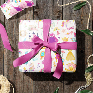Papier Cadeau Little Girl Pretty Princess Fairy Tale Pattern