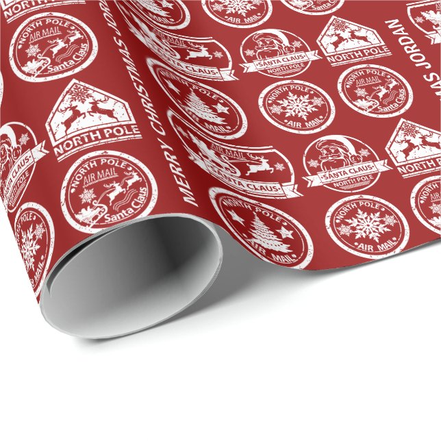 Papier Cadeau Livraison de Noël Santa Clause Pôle Nord Express (Coin rond)