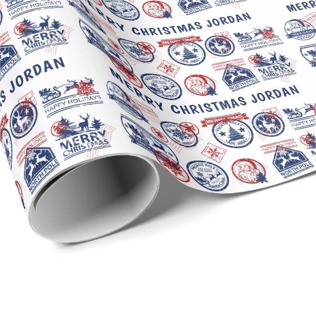 Papier Cadeau Livraison de Noël Santa Clause Pôle Nord Express (Coin rond)
