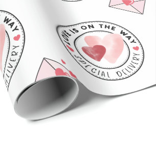 Papier Cadeau Livraison spéciale Aquarelle Coeurs de Saint-Valen