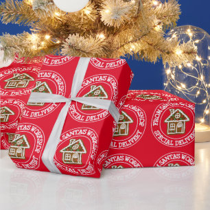 Papier Cadeau Livraison spéciale de l'atelier Père Noël Noël