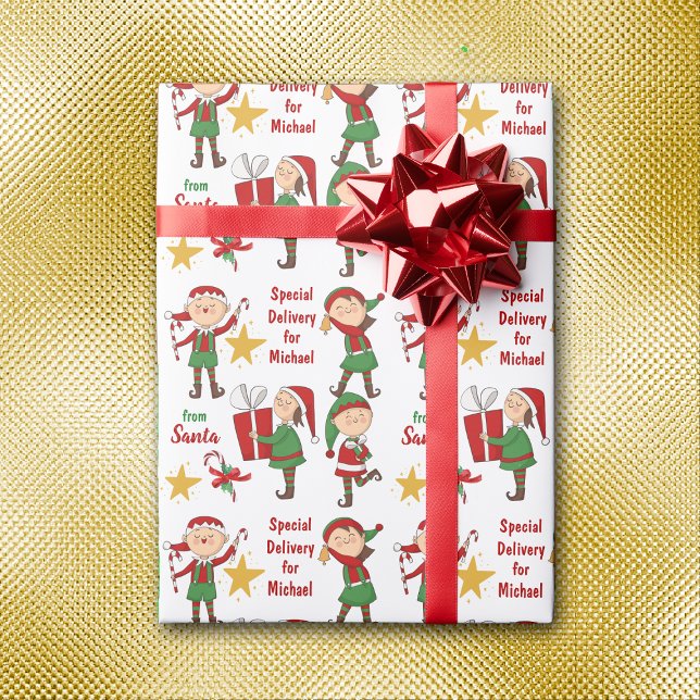 Papier Cadeau Livraison spéciale de Père Noël Elves Kids Noël (Créateur téléchargé)