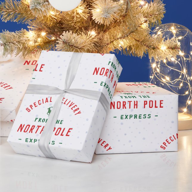 Papier Cadeau Livraison Spéciale Du Pôle Nord (Vacances)
