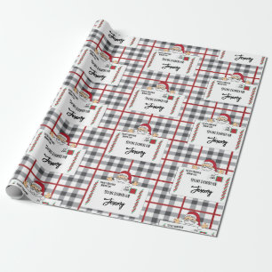 Papier Cadeau Livraison spéciale père Noël Rouge Blanc Noir