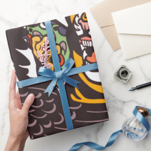 PAPIER CADEAU LIVRE DE TRAVAIL TIGRE JAPONAIS ET DRAGON ART