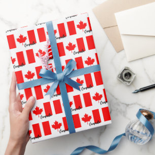 Papier Cadeau Livre d'emballage du Canada, Drapeau canadien blan