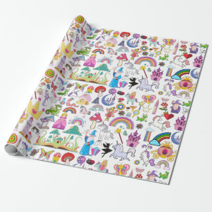 Papier Cadeau Livre d'histoire Fairytale Papier d'enveloppement 