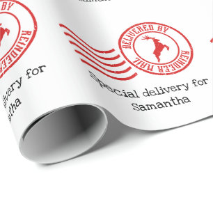 Papier Cadeau Livré par Reindeer mail joli Noël