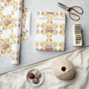 Papier Cadeau Livre scolaire de professeur jaune motif 