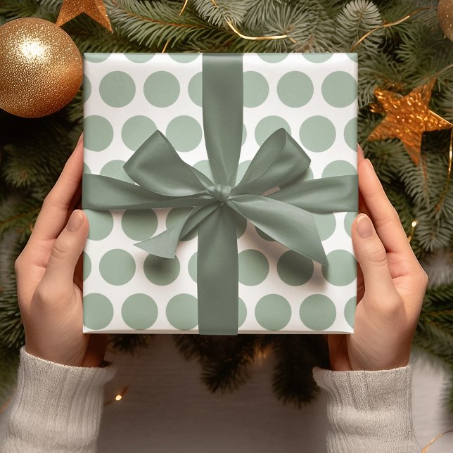 Papier Cadeau Livre vert Pois moderne d'enveloppement de Noël (Créateur téléchargé)